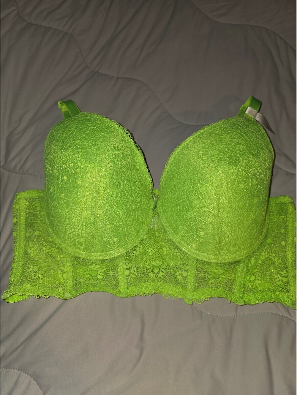 Lime Green Lace Bra, UW, 38D, Excellent